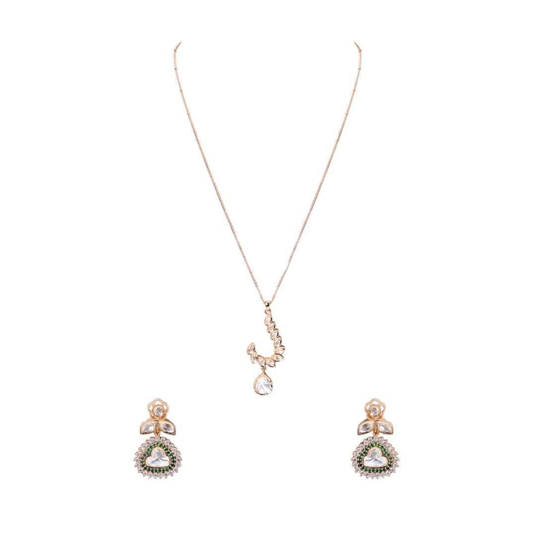 Gold-Plated Delicate Pendant Necklace with Matching Earrings - Auraa Trends
