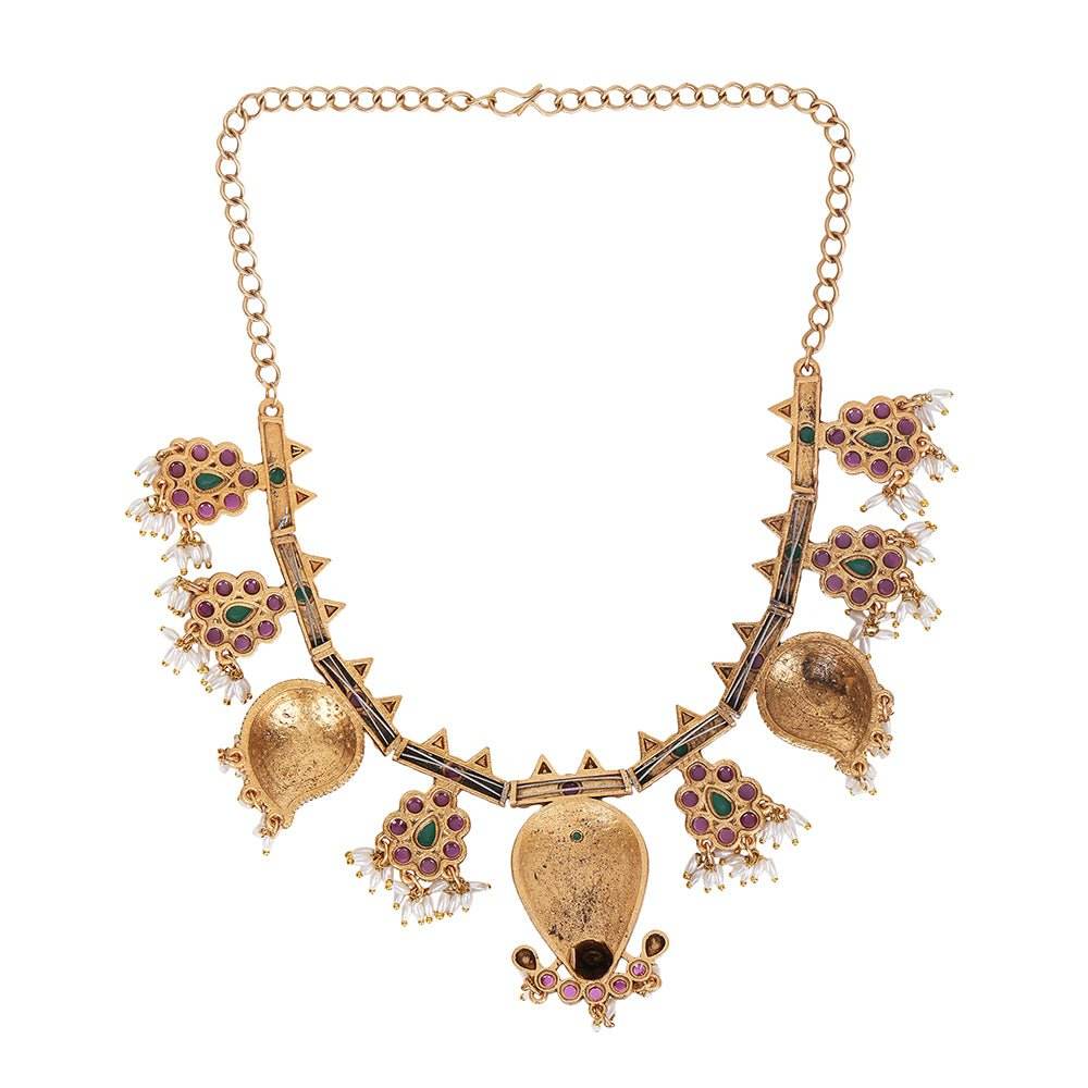 Gold-Plated Handcrafted Choker Necklace Set - Auraa Trends