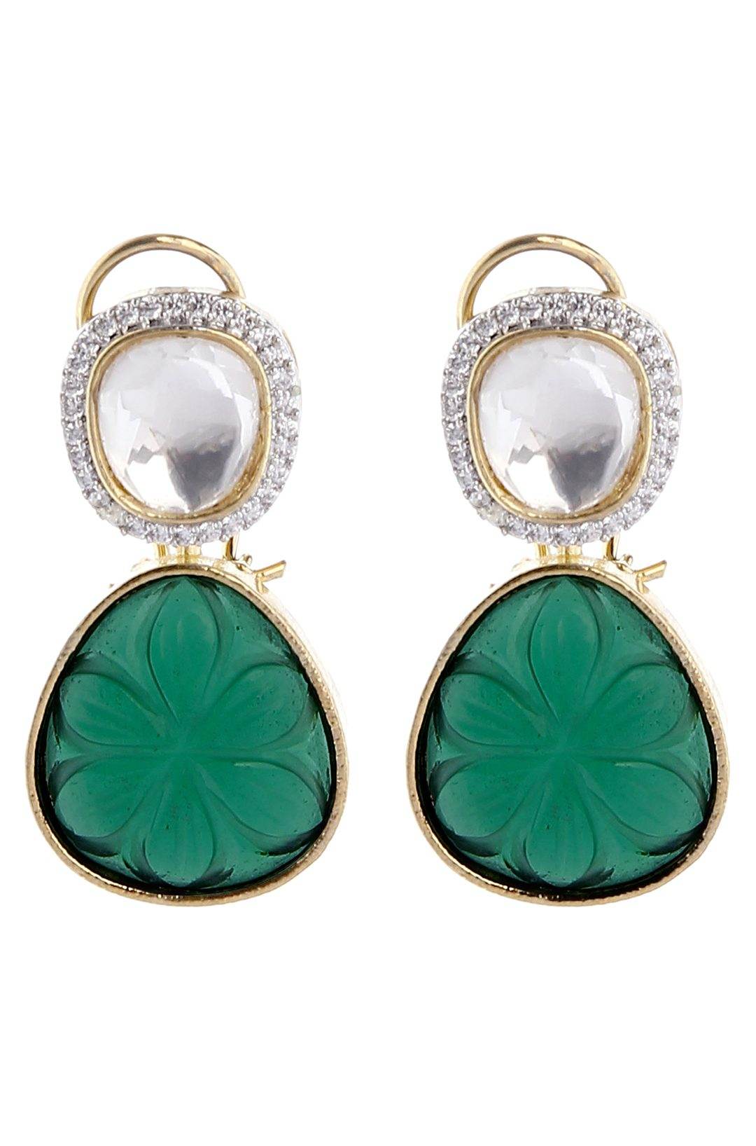 Gold Plated Kundan Drop Earrings Set For Women - Auraa Trends