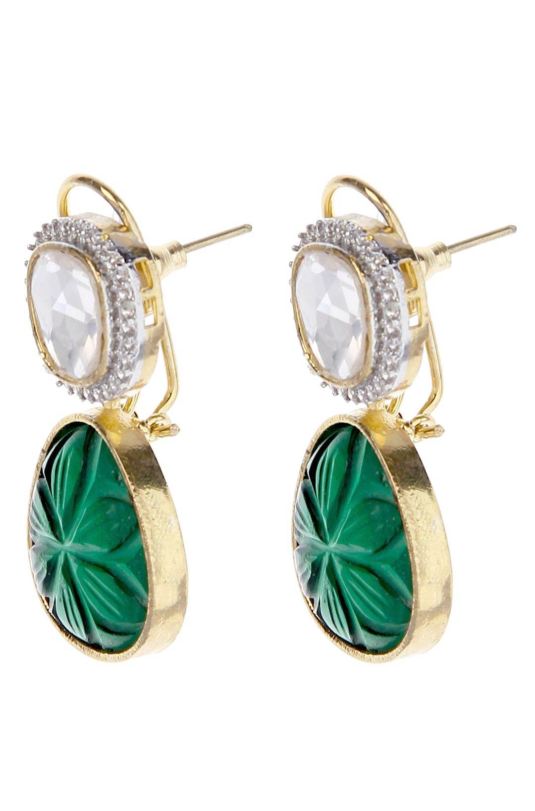 Gold Plated Kundan Drop Earrings Set For Women - Auraa Trends