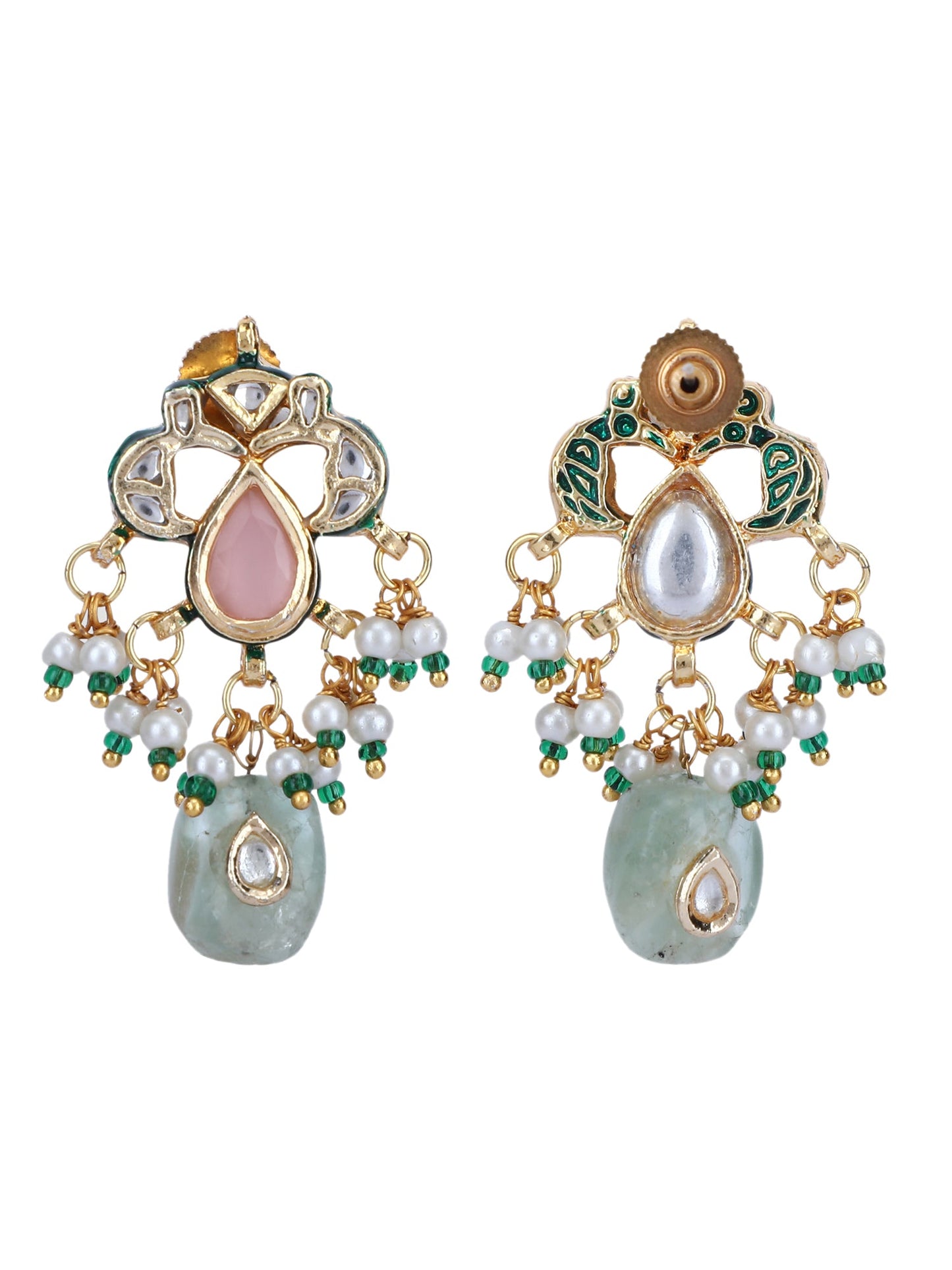 Gold Plated Kundan Elegant Navratna Necklace Set For women - Auraa Trends - Necklace Set -Navratna Necklace Set For women