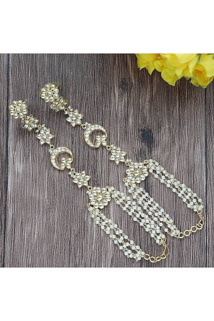 Gold Plated Kundan Hathphool - Auraa Trends
