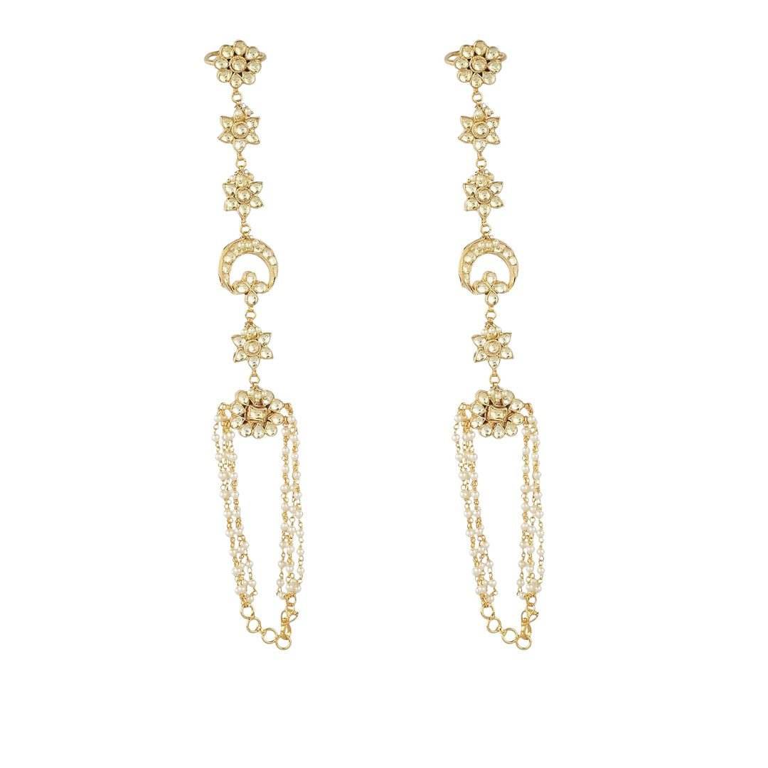 Gold Plated Kundan Hathphool - Auraa Trends