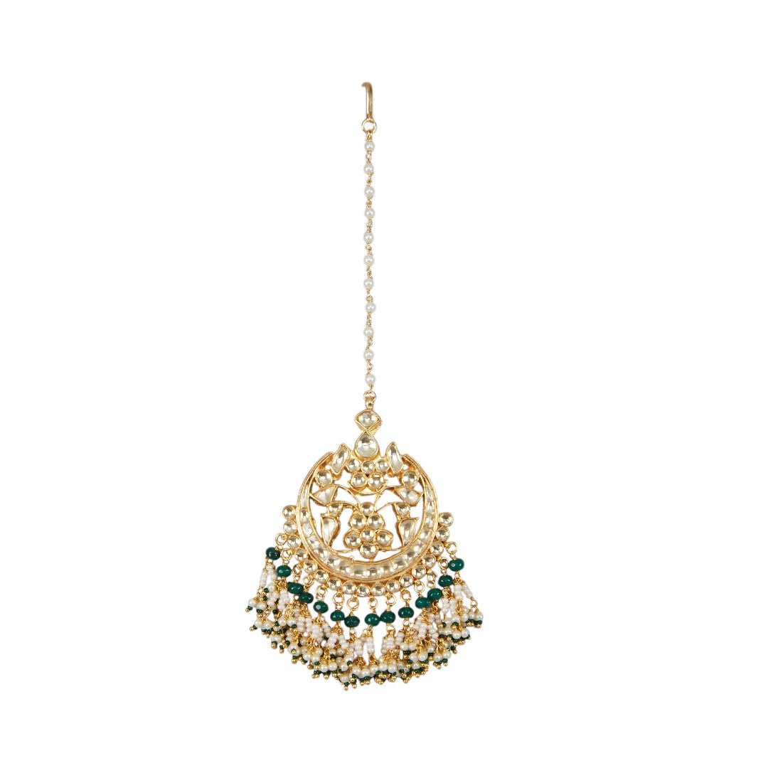 Gold Plated Kundan Maangtikka - Auraa Trends - Maangtika - # - Auraa Trends - Gold Plated Kundan Maangtikka