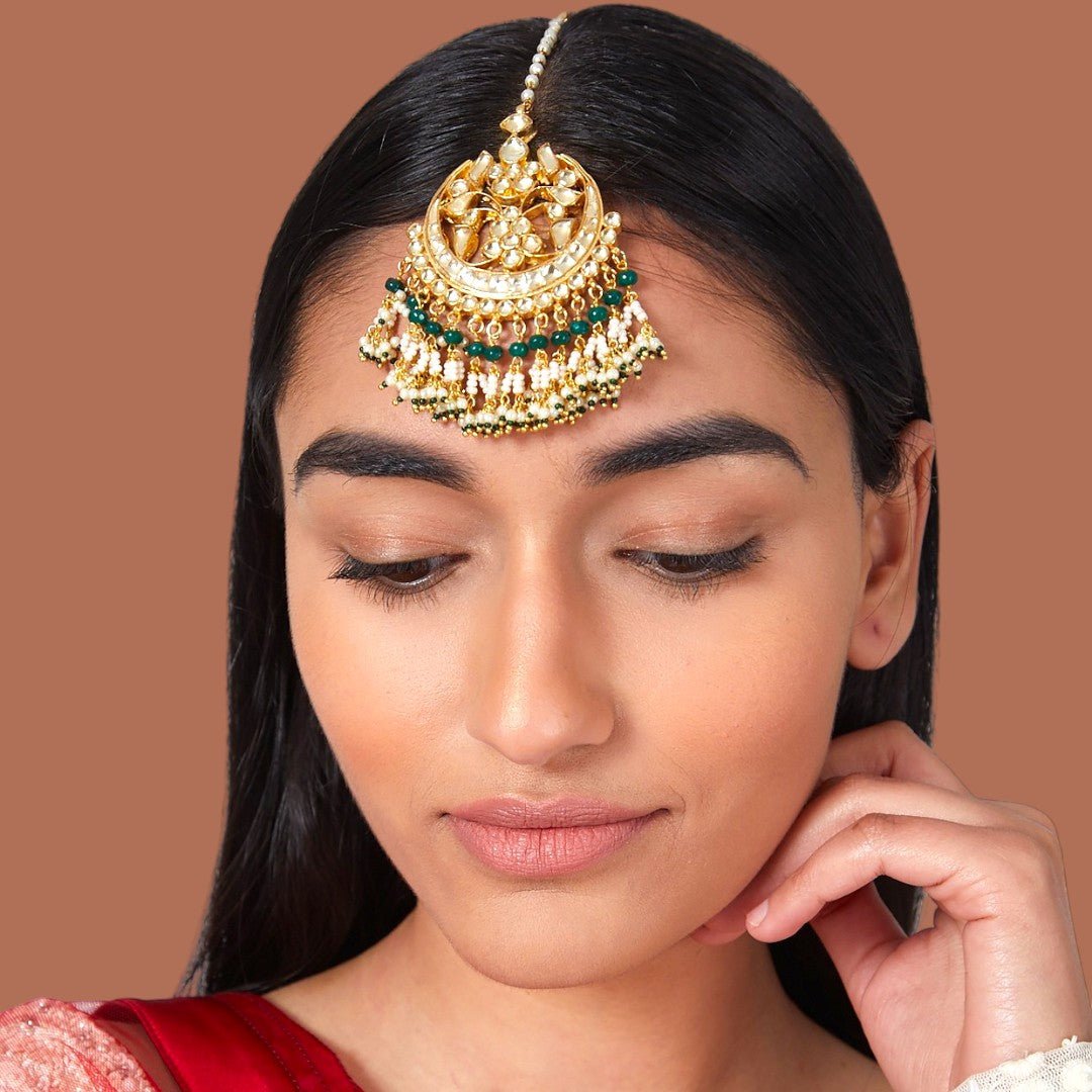 Gold Plated Kundan Maangtikka - Auraa Trends - Maangtika - # - Auraa Trends - Gold Plated Kundan Maangtikka