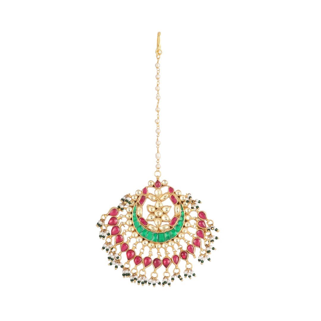 Gold Plated Kundan Maangtikka - Auraa Trends - Maangtika - # - Auraa Trends - Gold Plated Kundan Maangtikka