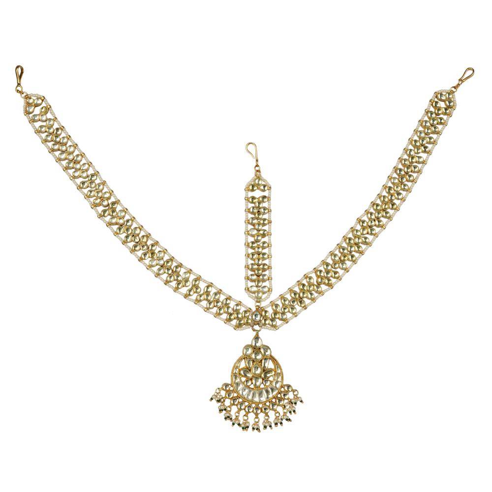 Gold-Plated Kundan Mathapatti & Headband - Auraa Trends