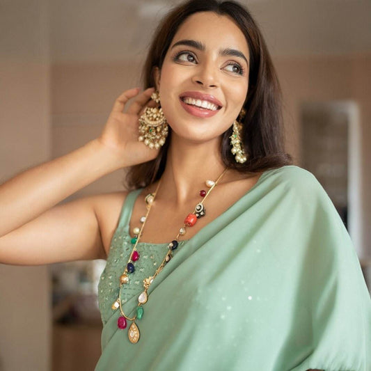 Gold Plated Kundan Necklace - Auraa Trends