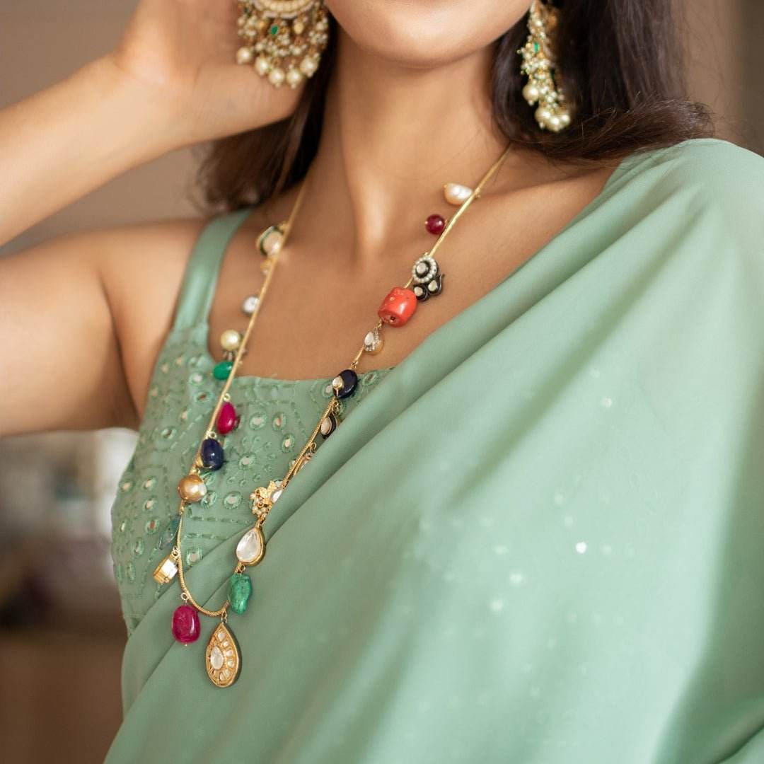Gold Plated Kundan Necklace - Auraa Trends