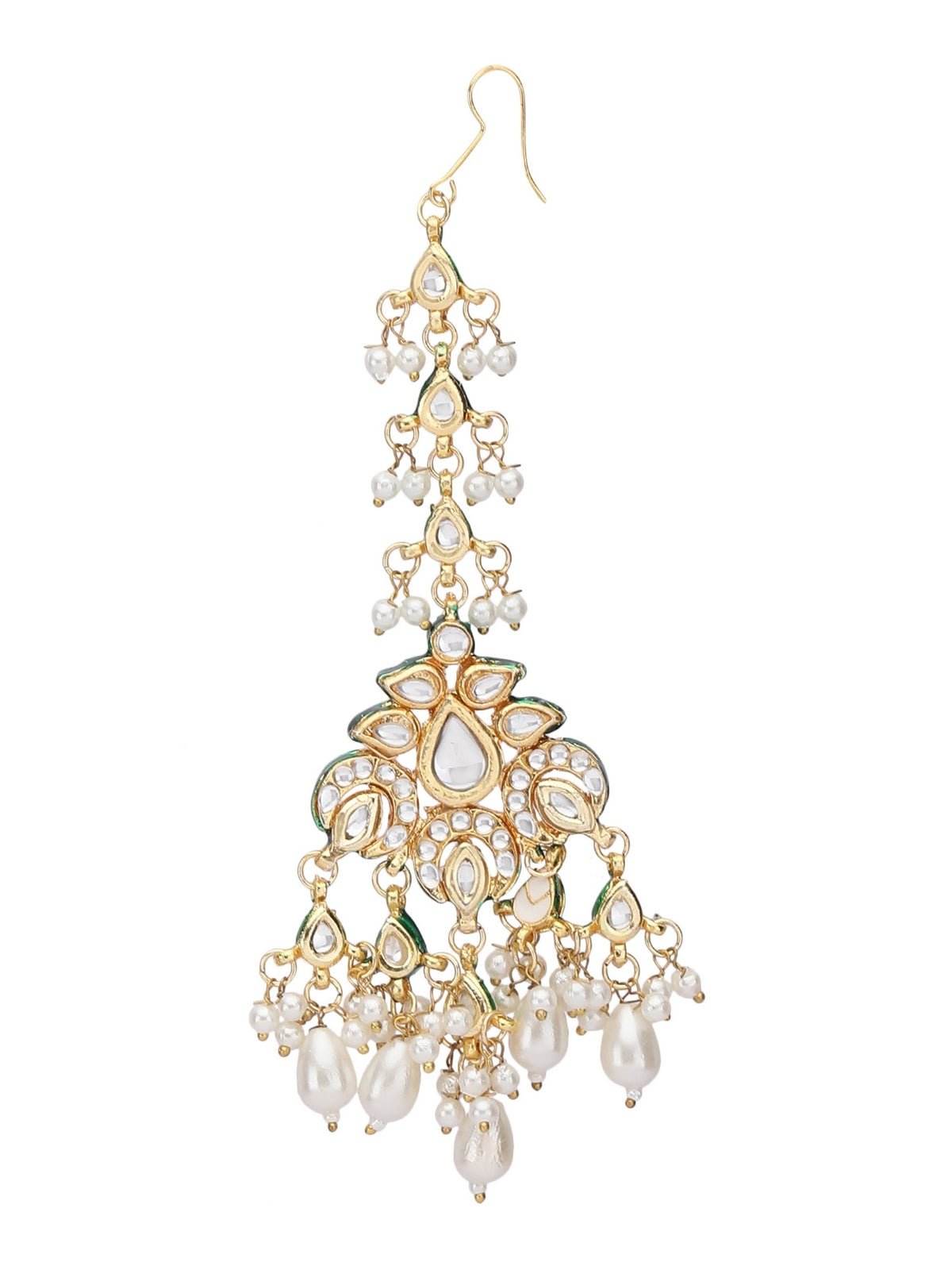 Gold-Plated Kundan Necklace Set with Pearl Accents - Auraa Trends