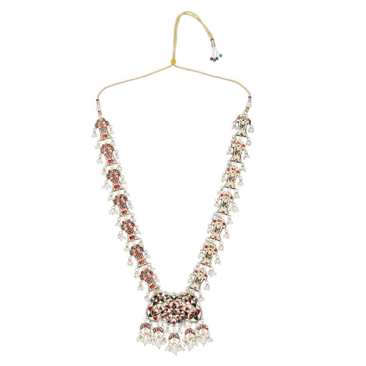 Gold-Plated Kundan Necklace Set with Pearl Accents - Auraa Trends