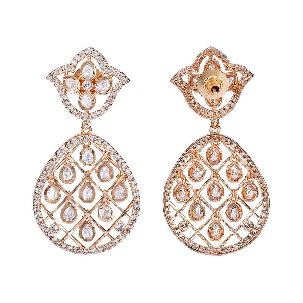 Gold Plated Kundan Pendant Bridal Necklace Set - Auraa Trends