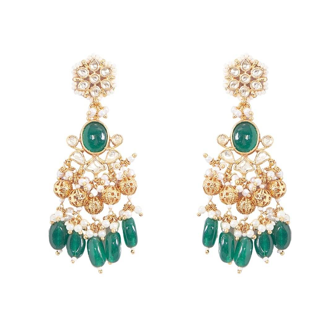 Gold Plated Kundan Polki Choker Necklace Set - Auraa Trends