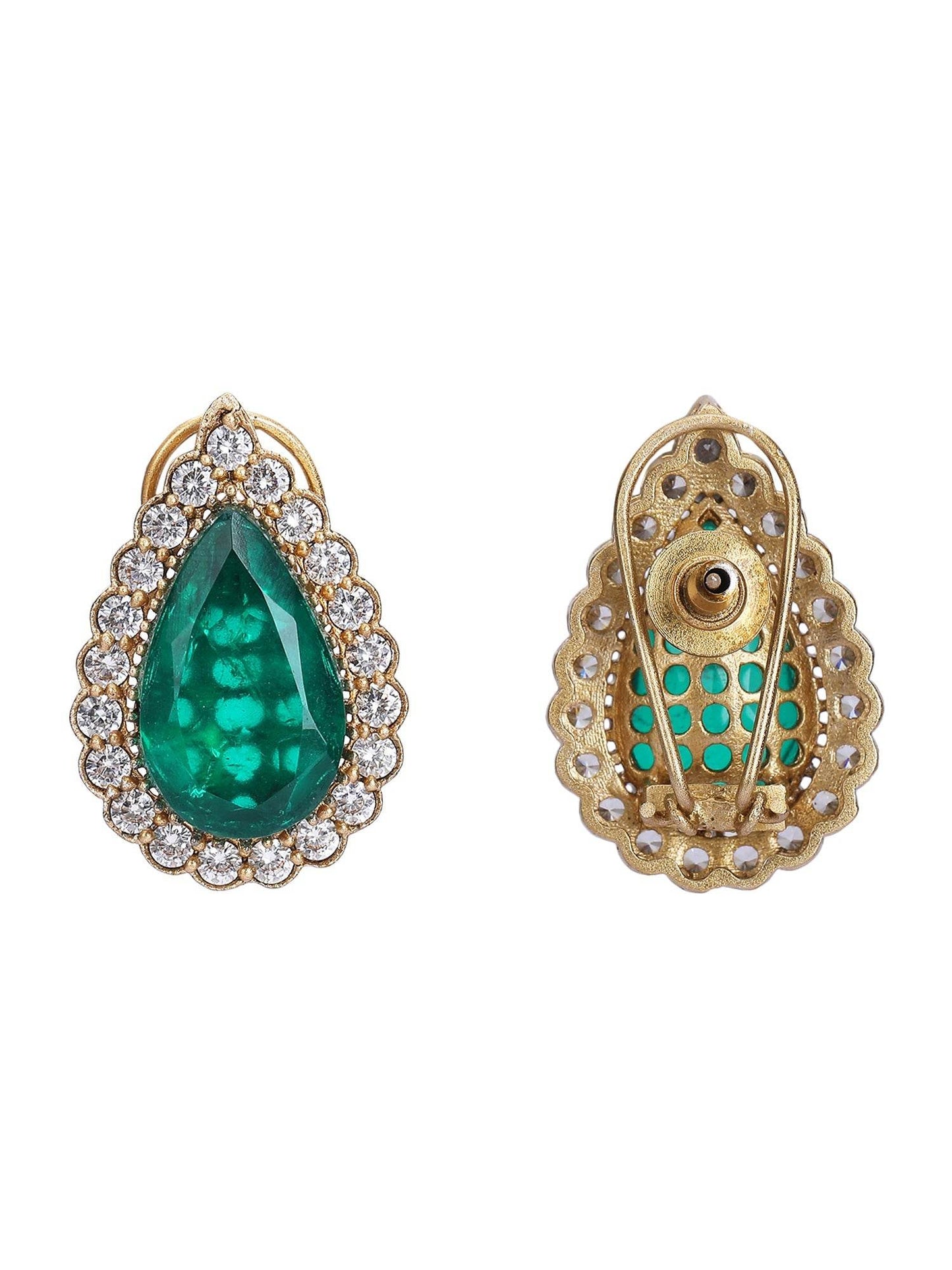 Gold Plated Kundan Polki & Green Stone Choker Necklace Set - Auraa Trends