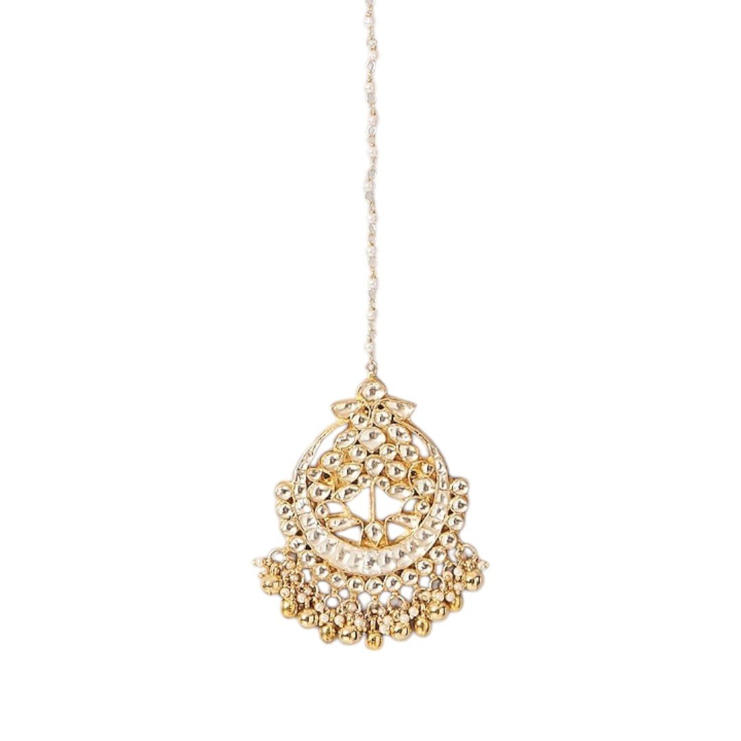 Gold Plated Kundan Polki Maangtikka - Auraa Trends - Maangtika - # - Auraa Trends - Gold Plated Kundan Polki Maangtikka