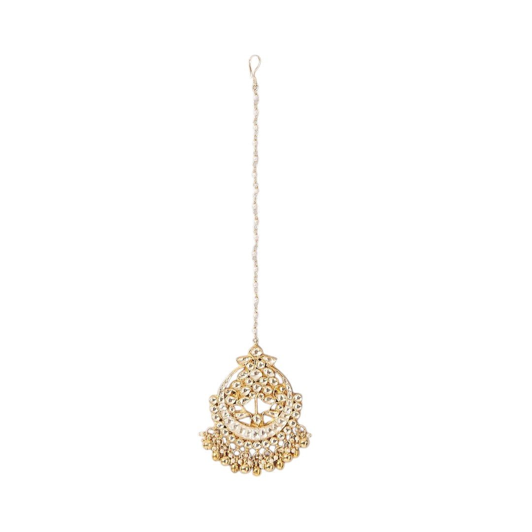Gold Plated Kundan Polki Maangtikka - Auraa Trends - Maangtika - # - Auraa Trends - Gold Plated Kundan Polki Maangtikka