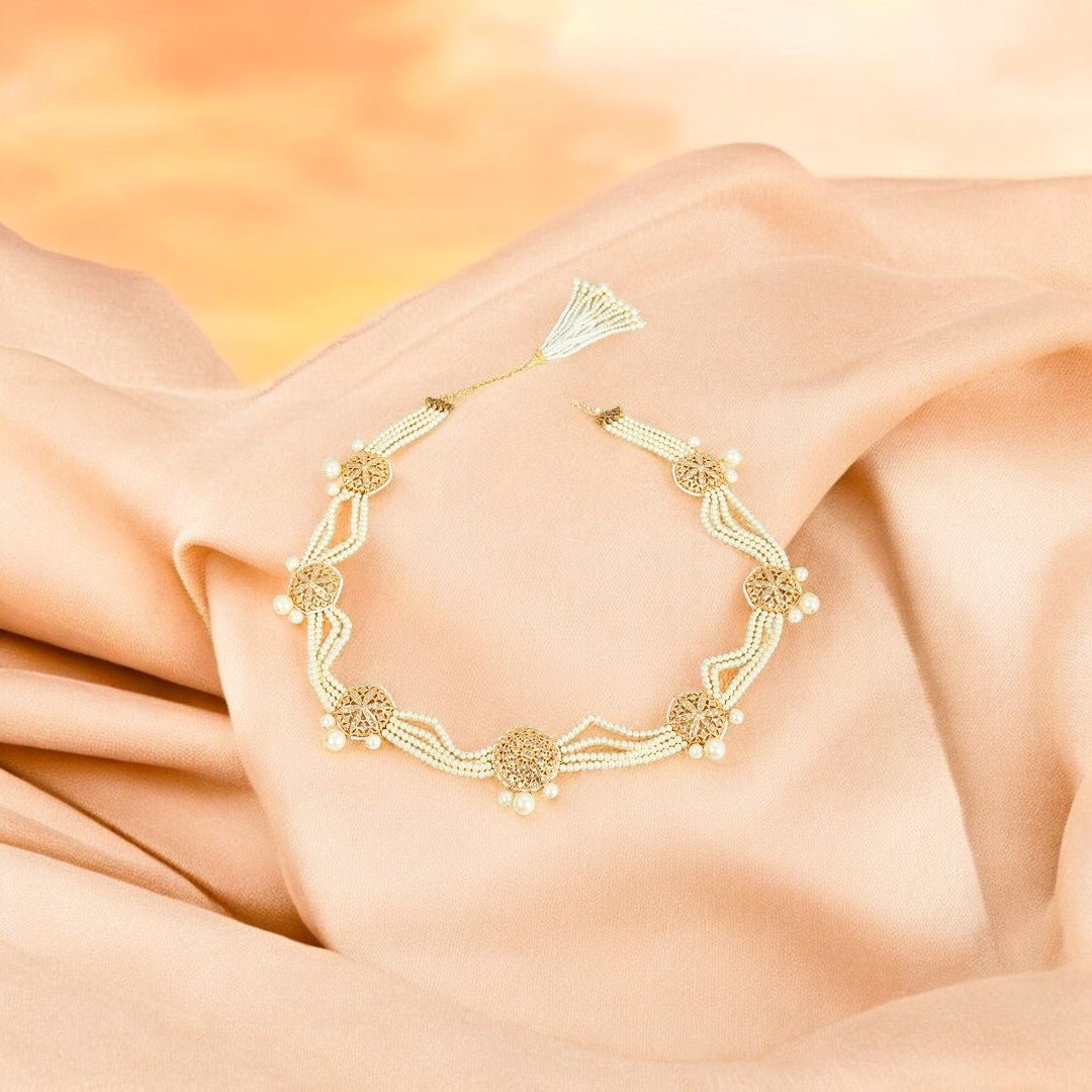Gold Plated Kundan Polki Waist Belt - Auraa Trends - Waist Belt - # - Auraa Trends - Gold Plated Kundan Polki Waist Belt