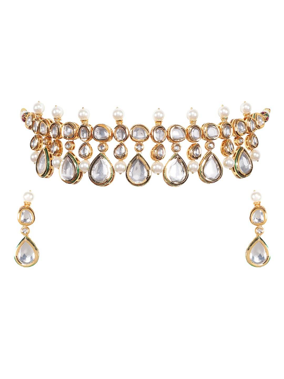Gold Plated Kundan Radiant Choker Set For Women - Auraa Trends