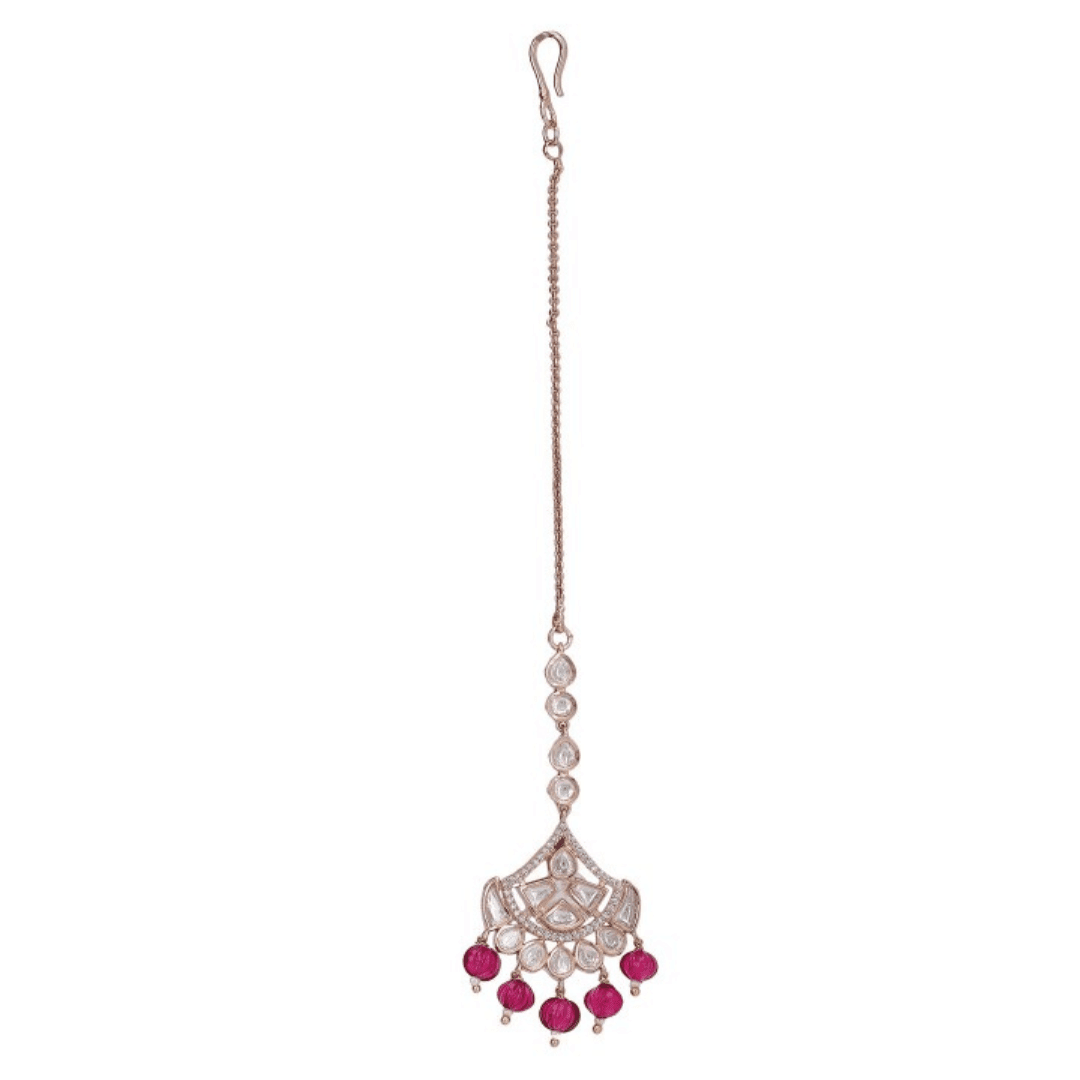 Gold Plated Kundan Studded & Pearls Beaded Necklace Set - Auraa Trends