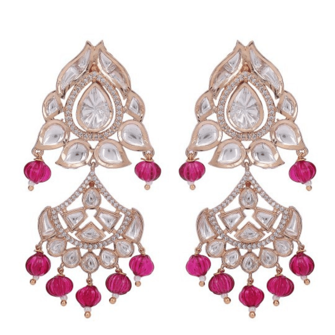 Gold Plated Kundan Studded & Pearls Beaded Necklace Set - Auraa Trends - Choker - Gold Plated Kundan Studded Necklace Set