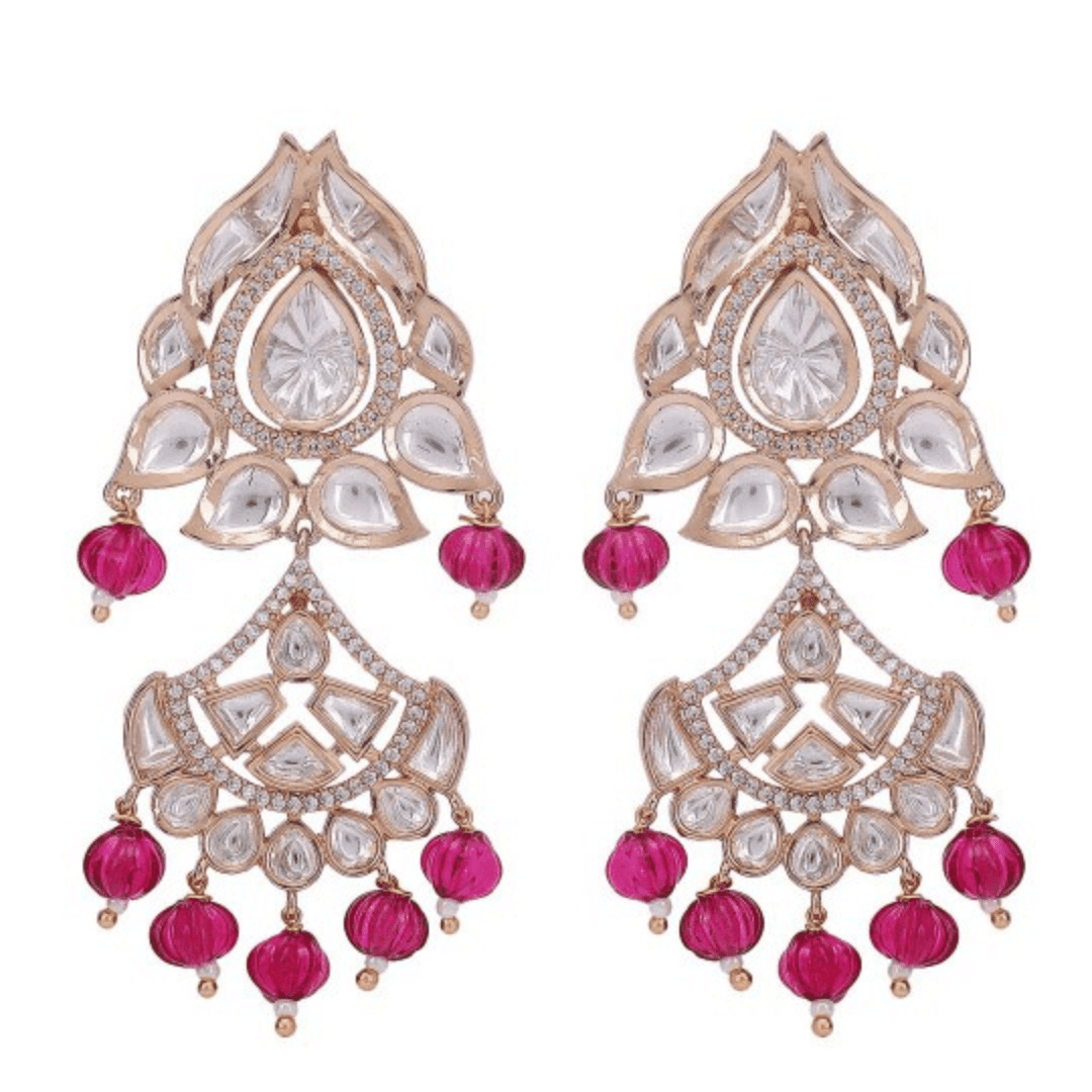 Gold Plated Kundan Studded & Pearls Beaded Necklace Set - Auraa Trends