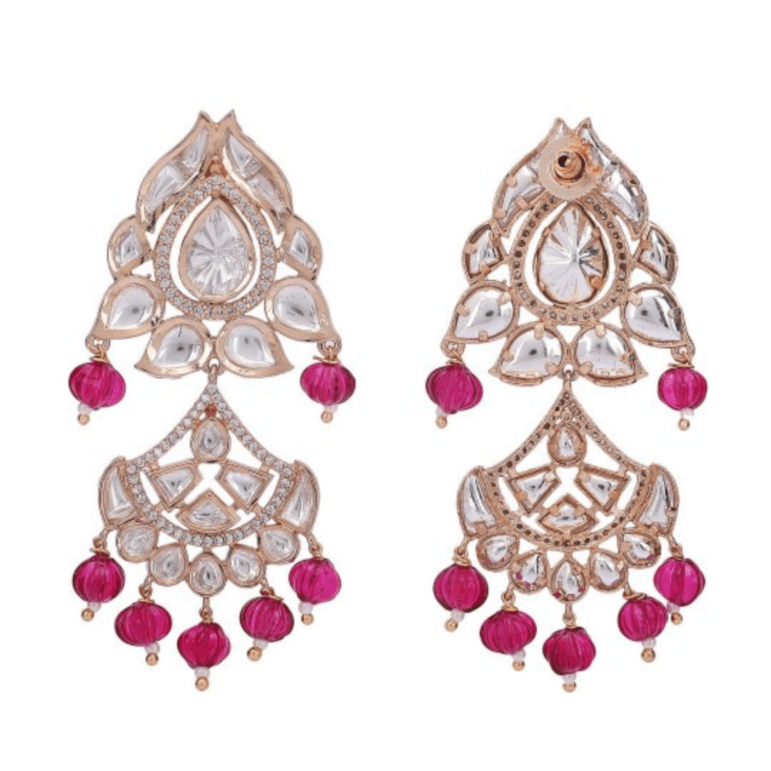 Gold Plated Kundan Studded & Pearls Beaded Necklace Set - Auraa Trends - Choker - Gold Plated Kundan Studded Necklace Set