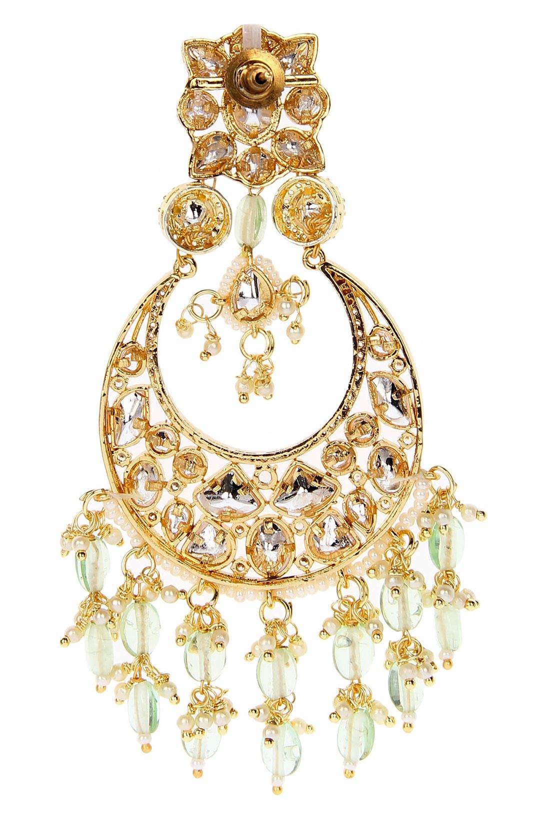 Gold Plated Moissanite Chandbaali Earrings - Elegant Sparkle - Auraa Trends