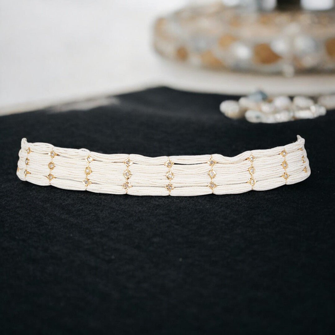 Gold Plated Pearl Waist Belt with Embellished Detailing - Auraa Trends - Waist Belt - Gold Plated Pearl Waist Belt