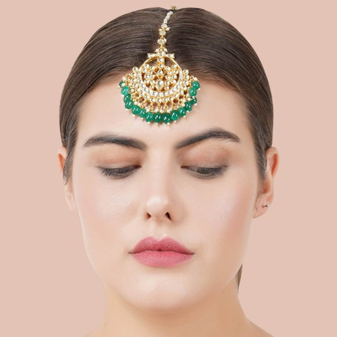 Gold Plated Polki Maangtikka - Auraa Trends
