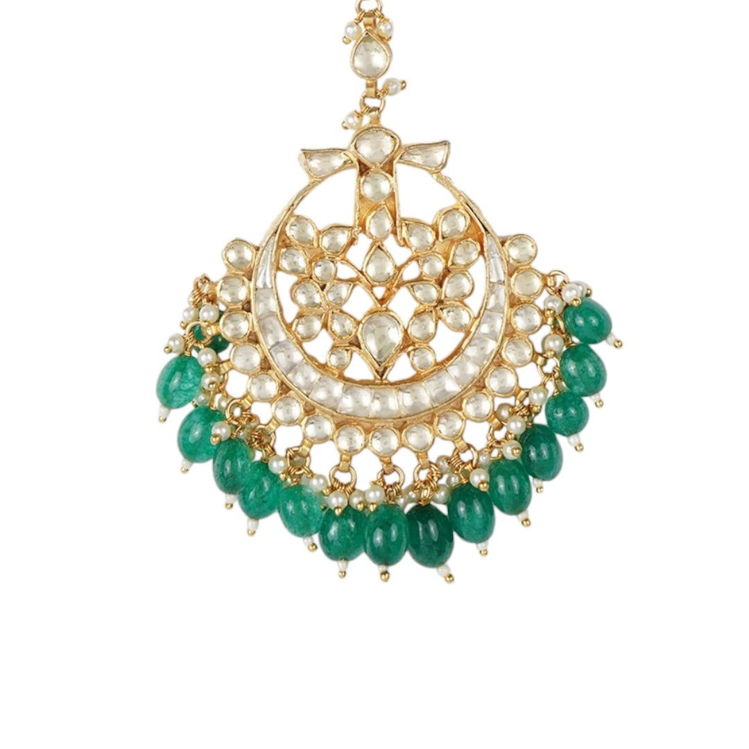 Gold Plated Polki Maangtikka - Auraa Trends - Maangtika - # - Auraa Trends - Gold Plated Polki Maangtikka