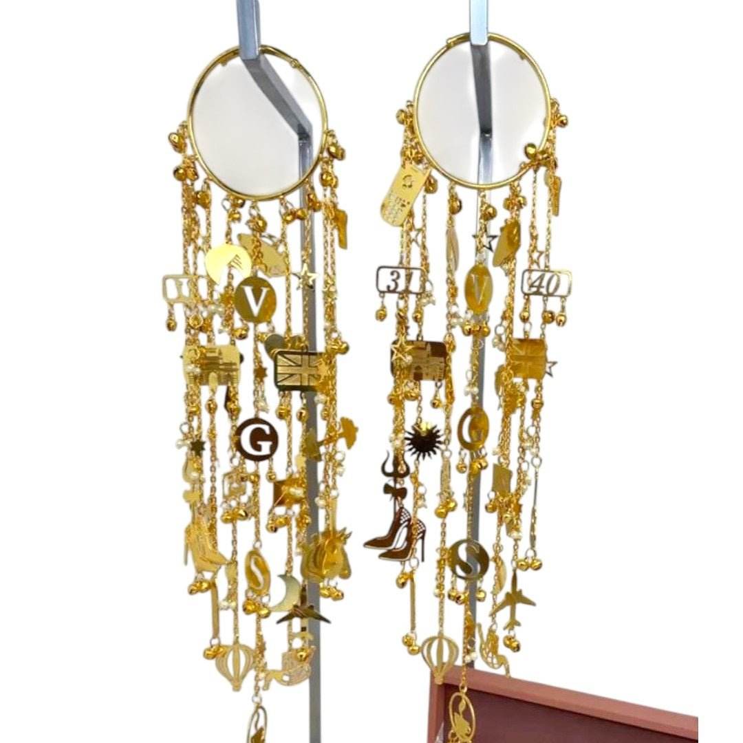 Gold-Plated Punjabi Bridal Kaleere with Alphabet, Number & Charm Danglers - Auraa Trends