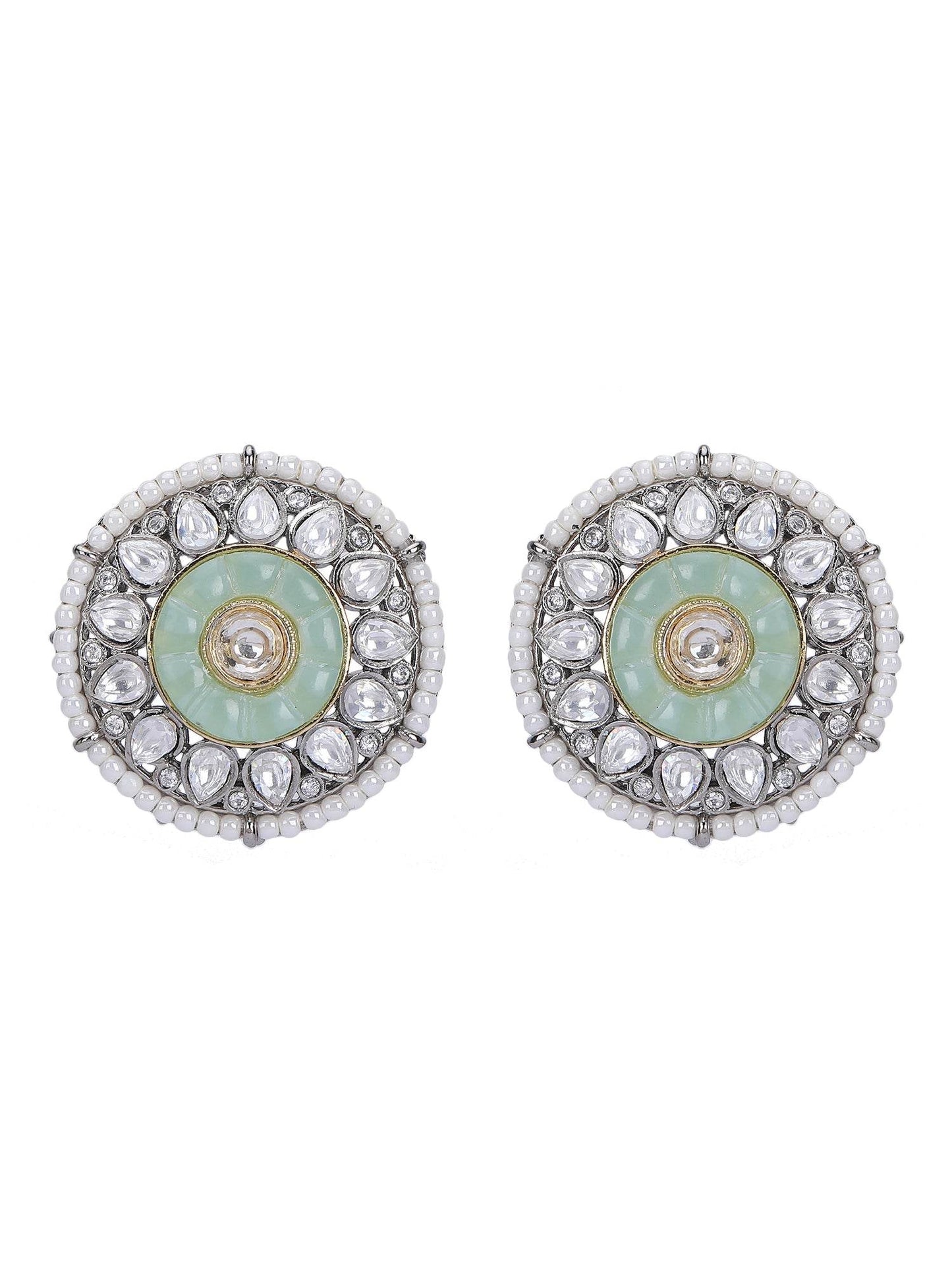 Gold-Plated Stones & Beads Studded Choker Necklace Set - Auraa Trends