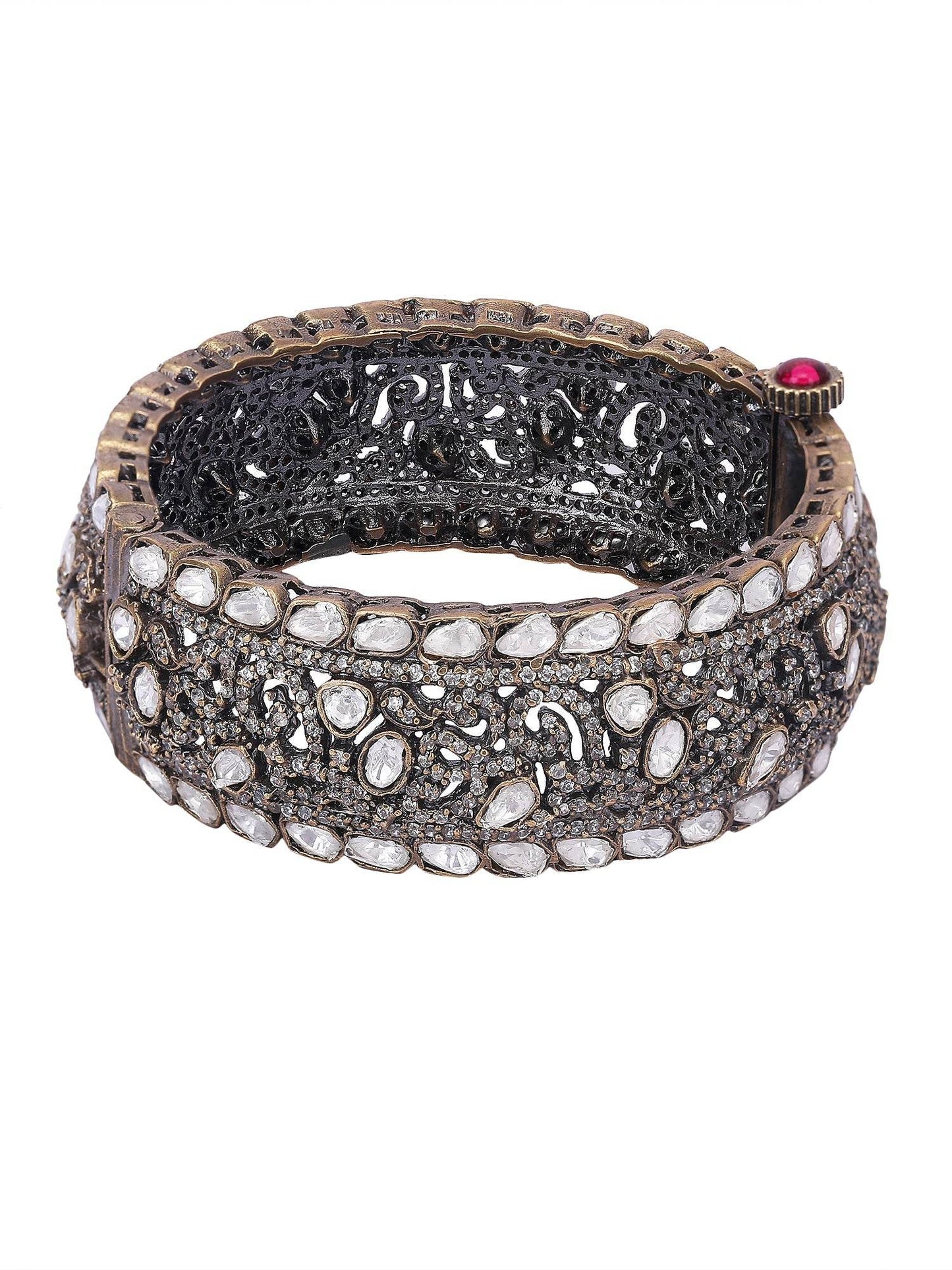 Gold Tone Kundan Bangle Set - Auraa Trends