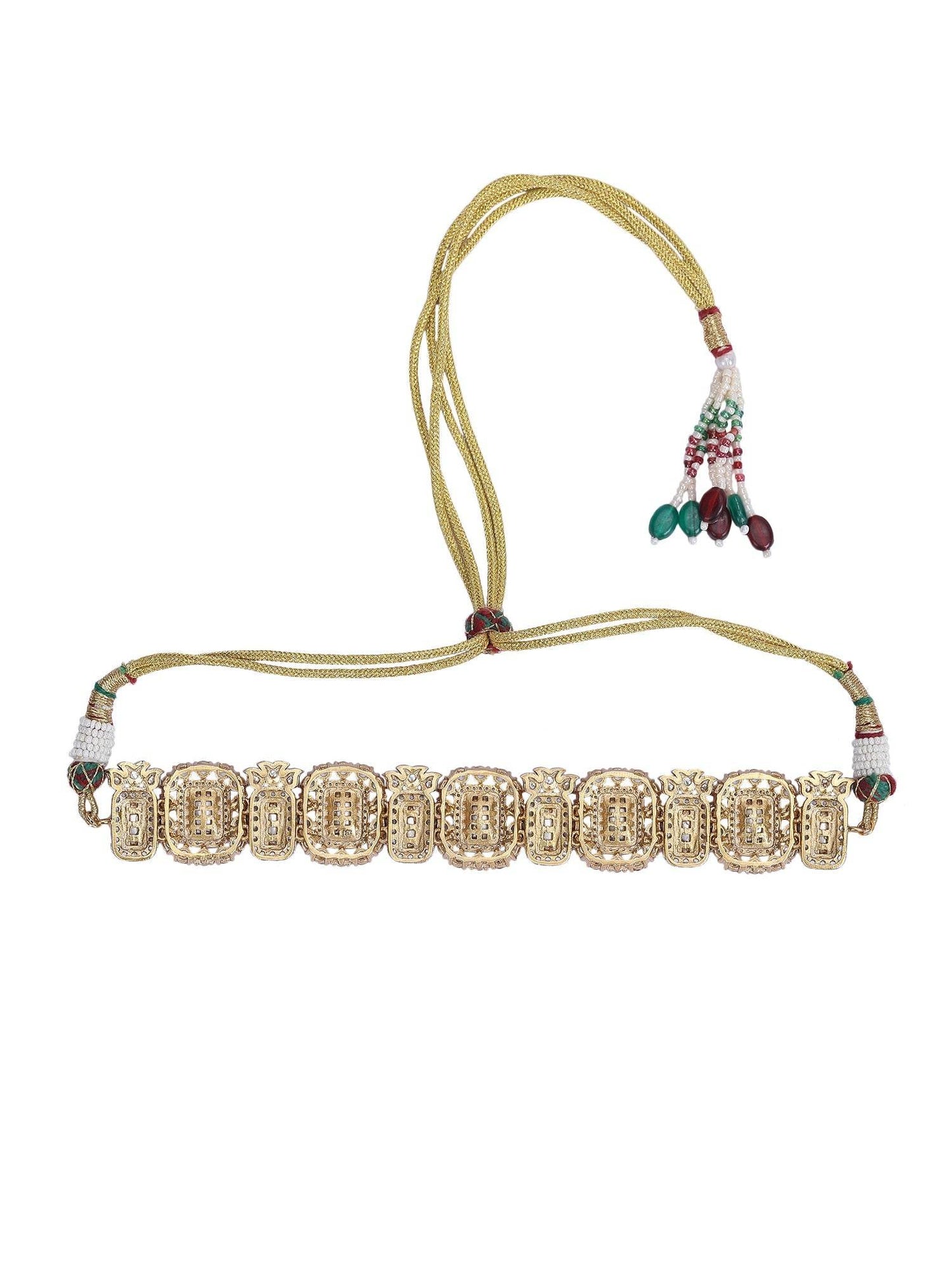 Gold Tone Moissanite Choker Necklace Set with Earrings - Auraa Trends