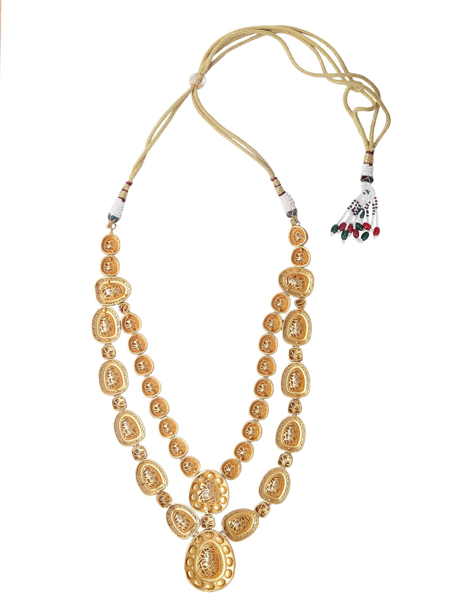 Gold Tone Polki Necklace For women - Auraa Trends - Necklace Set - # - Auraa Trends - Gold Tone Polki Necklace For women