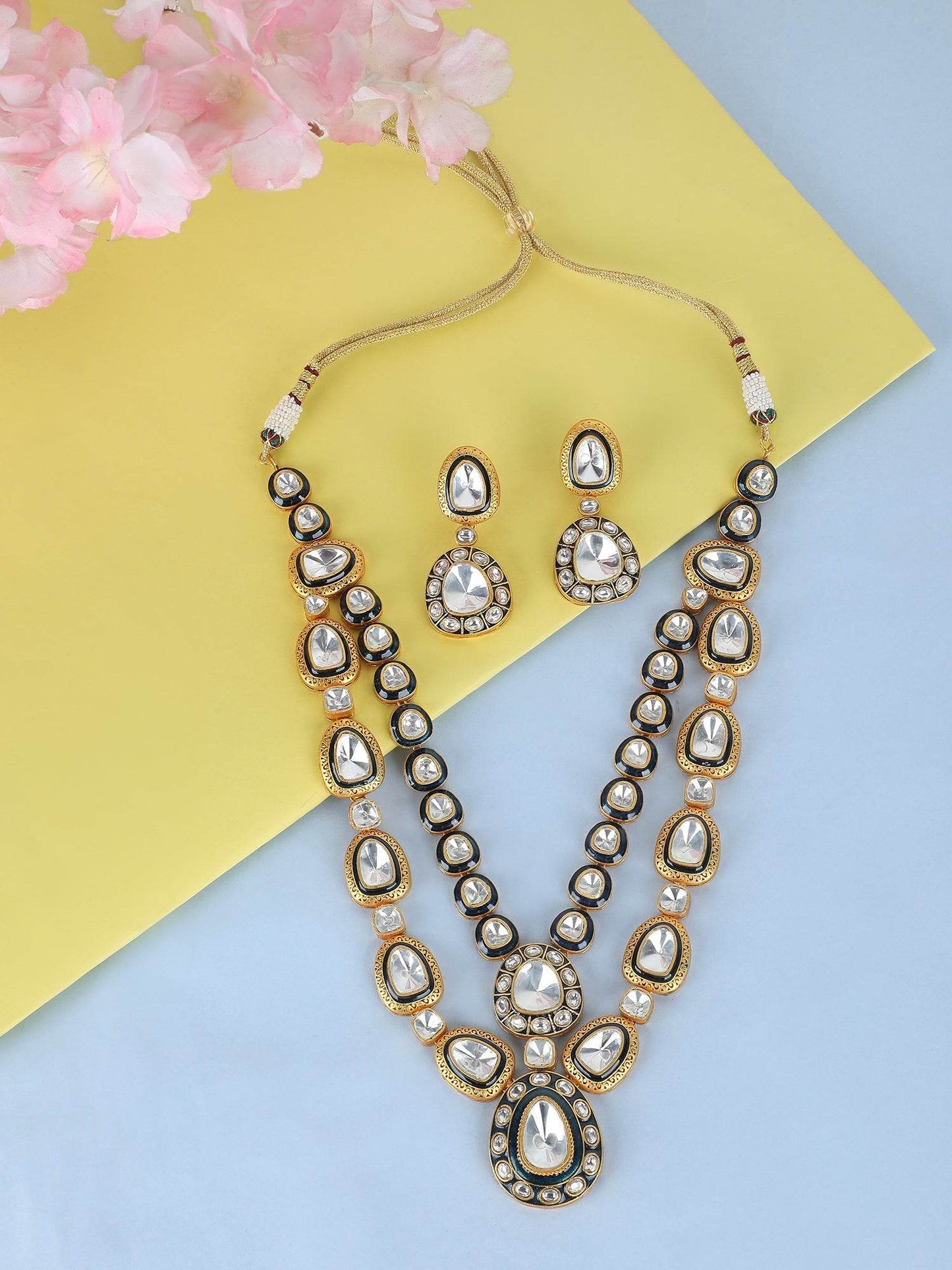 Gold Tone Polki Necklace For women - Auraa Trends