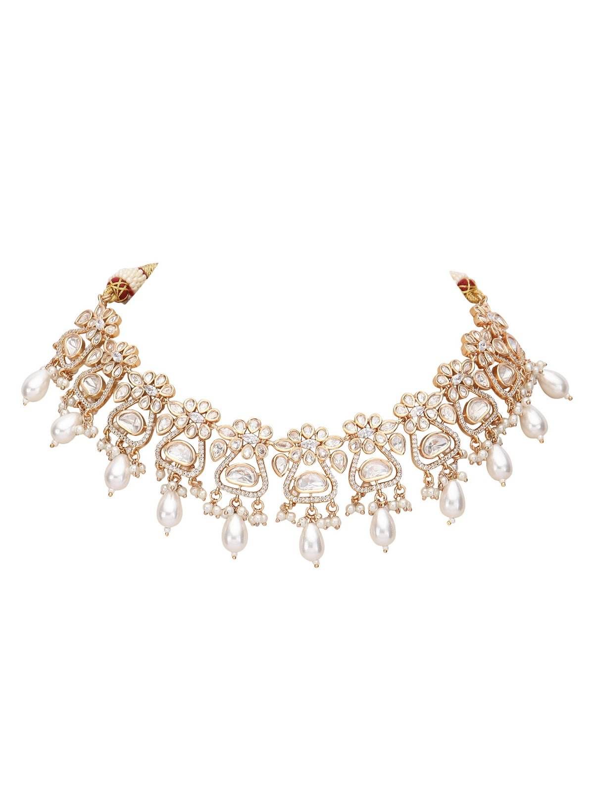 Gold-Toned & White Gold Plated Beaded Handcrafted Jewellery Set - Auraa Trends