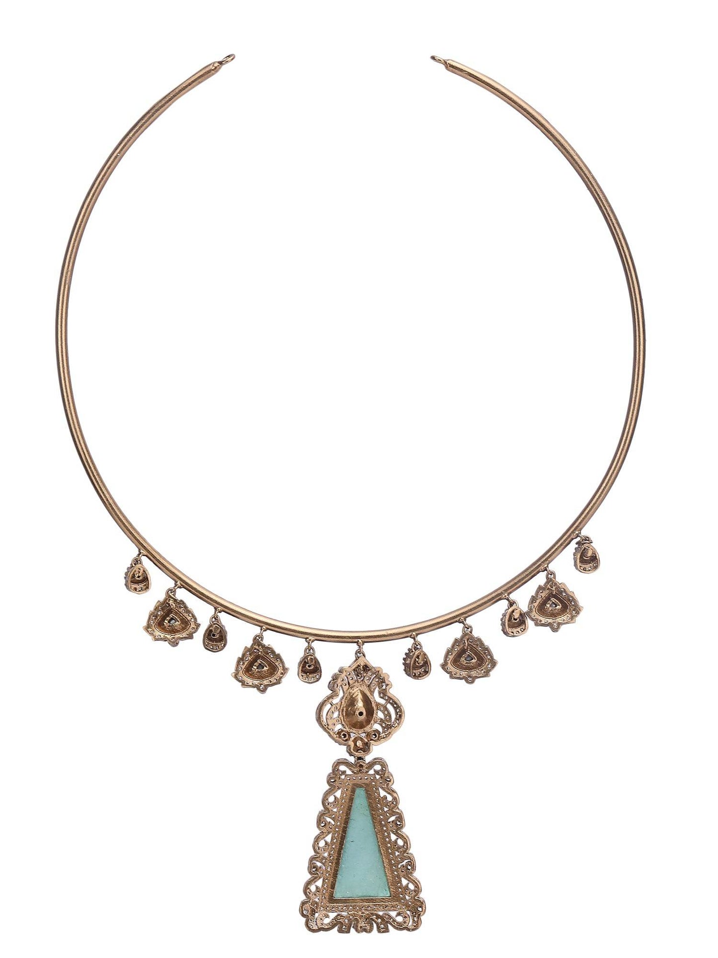 Gold-Toned & White Gold Plated Kundan-Polki Handcrafted Beaded Necklace Set For Girls - Auraa Trends
