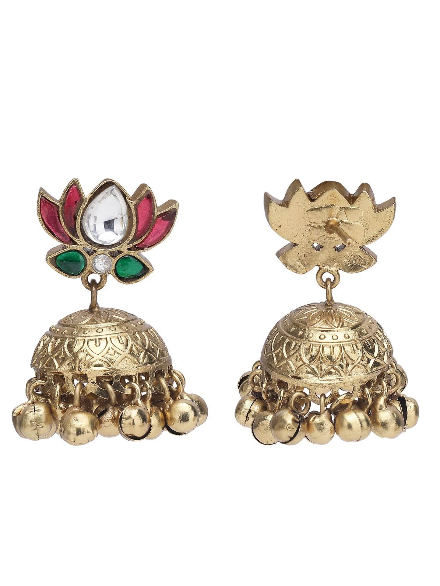Gold-Toned & White Gold Plated Kundan-Polki Handcrafted Choker Necklace Set - Auraa Trends