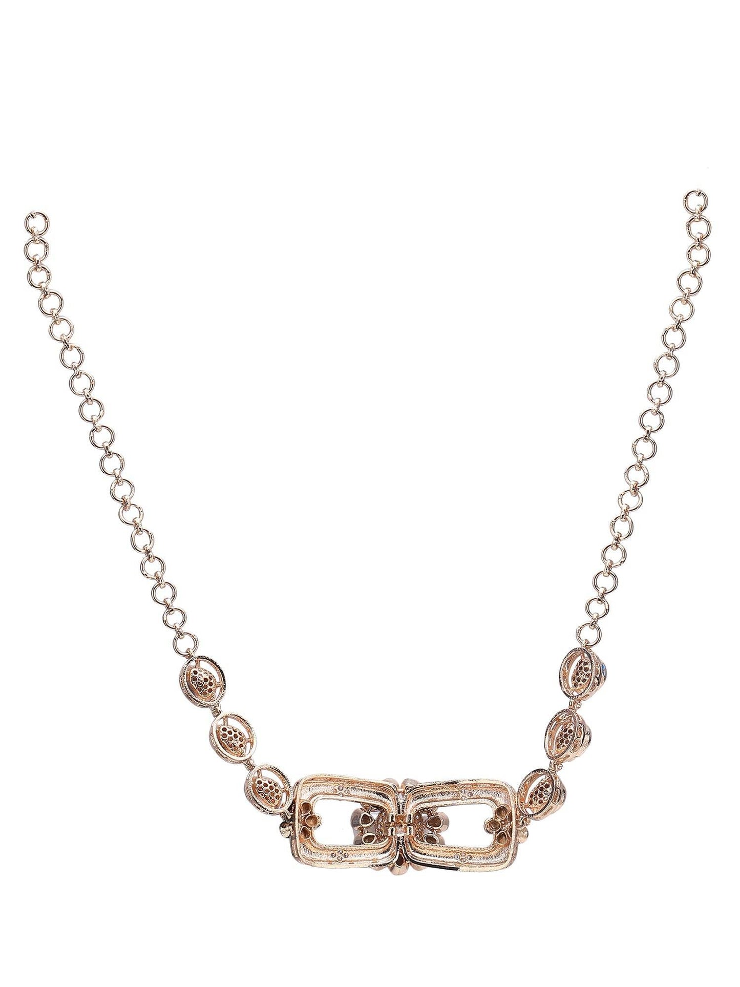 Gold-Toned & White Gold-Plated Moissanite Choker Set - Auraa Trends