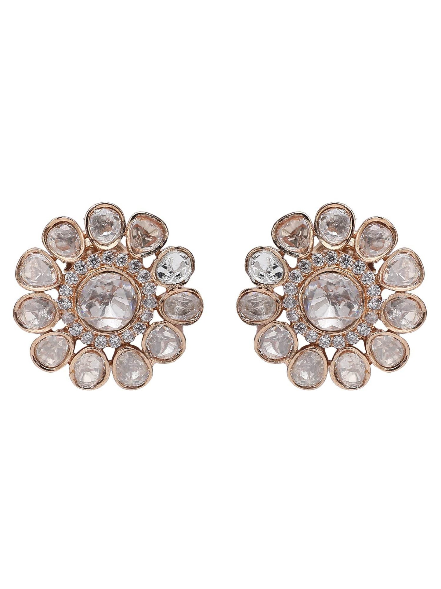 Gold-Toned & White Gold-Plated Moissanite Choker Set - Auraa Trends