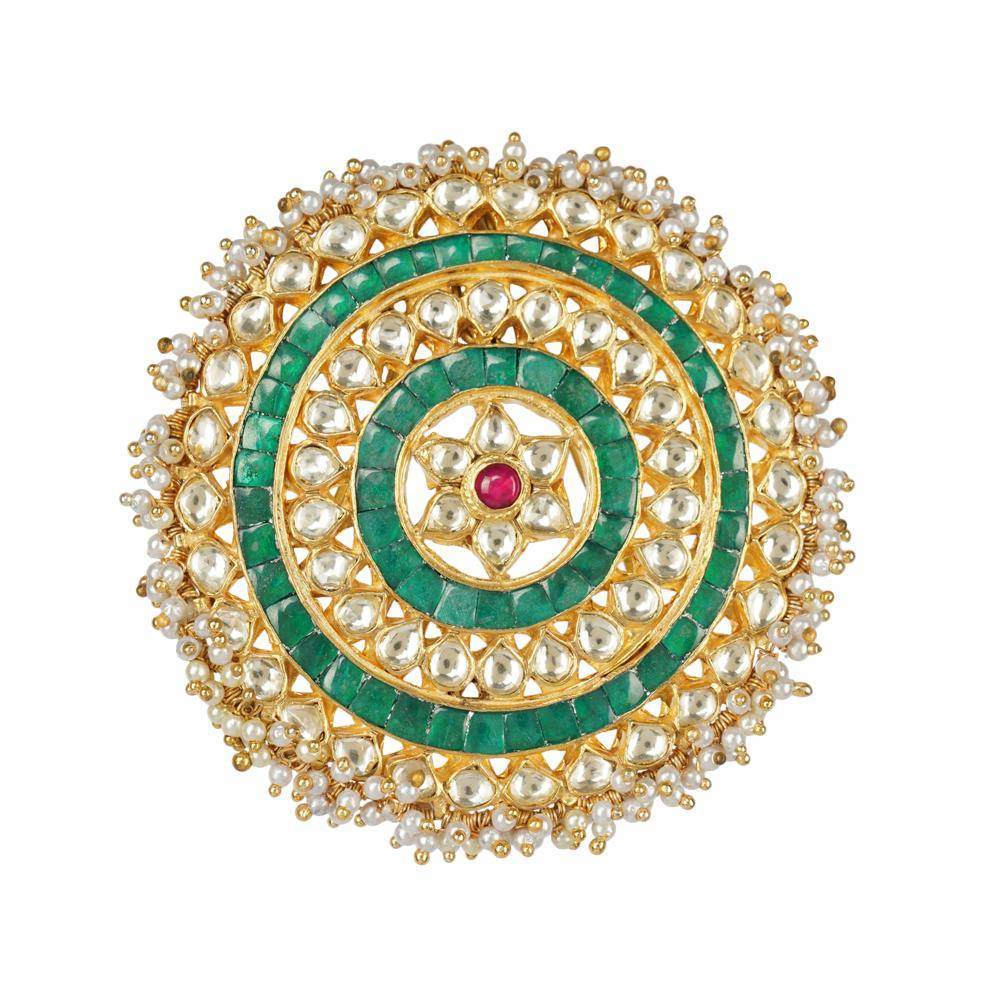 Grand Gold Plated Kundan Juda Pin - Auraa Trends