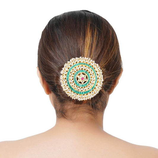 Grand Gold Plated Kundan Juda Pin - Auraa Trends