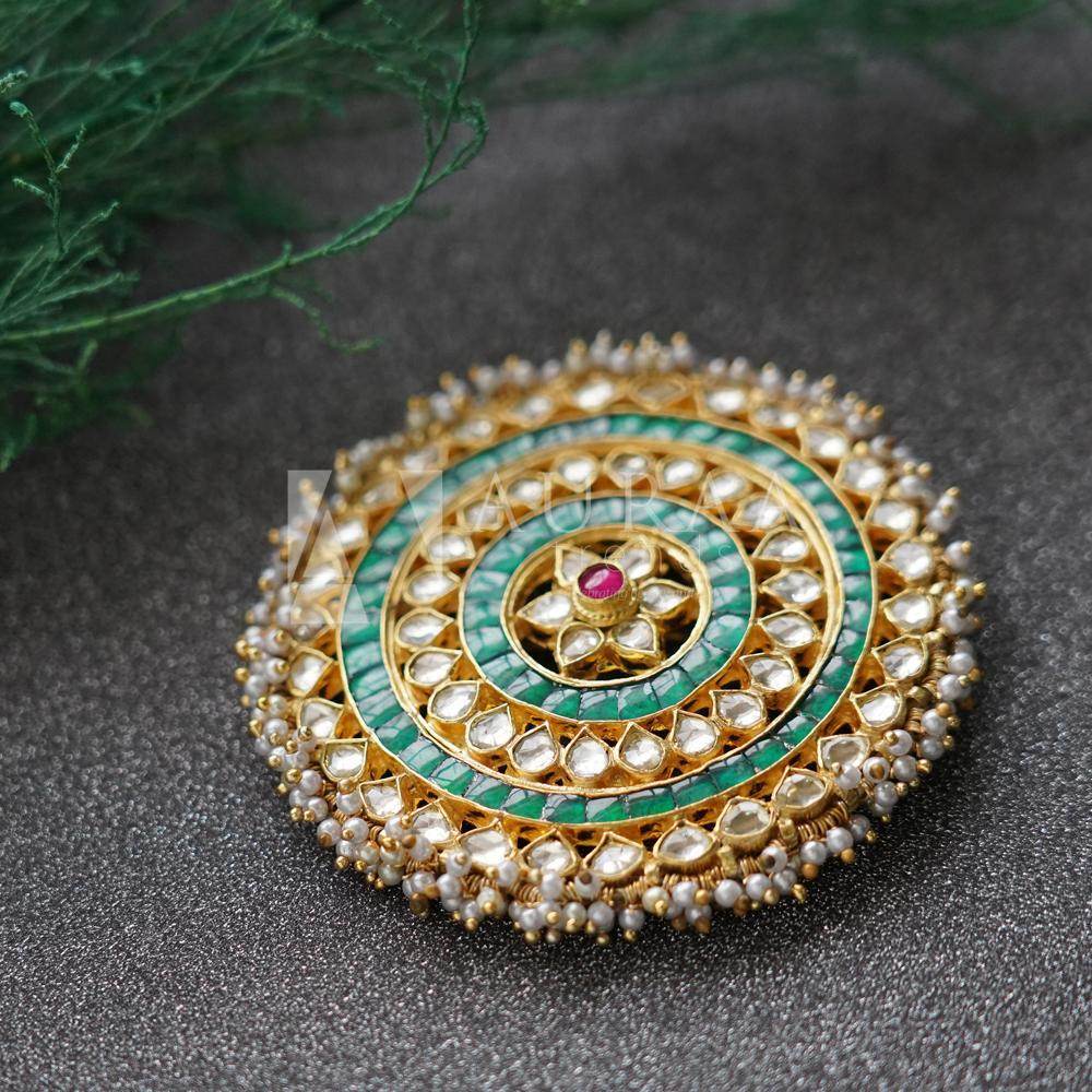 Grand Gold Plated Kundan Juda Pin - Auraa Trends