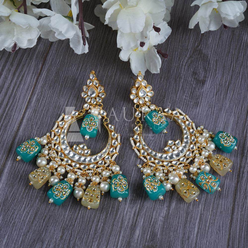Grand Kundan Chandbaali Earrings - Auraa Trends
