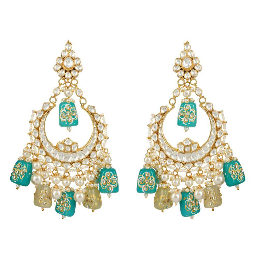 Grand Kundan Chandbaali Earrings - Auraa Trends