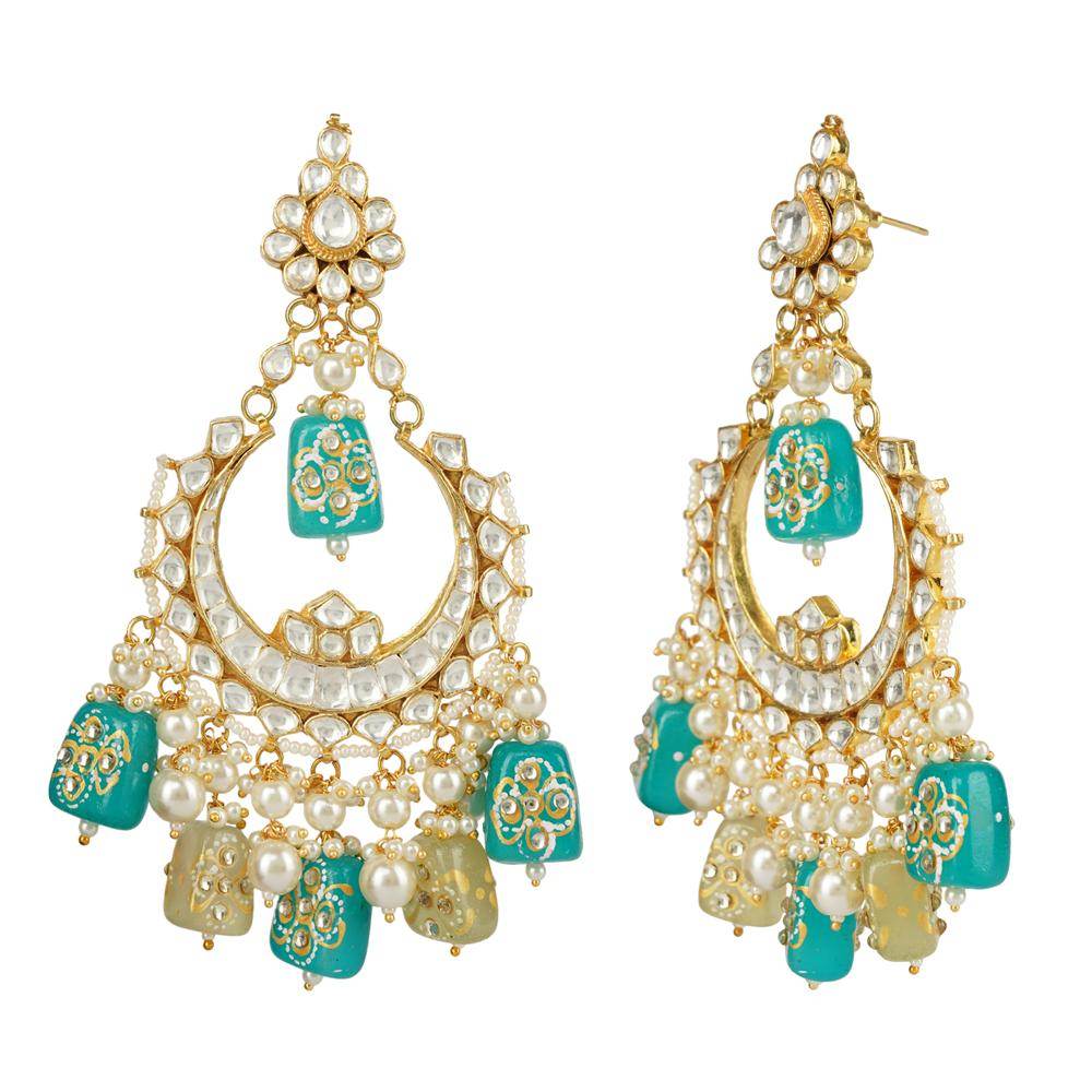 Grand Kundan Chandbaali Earrings - Auraa Trends