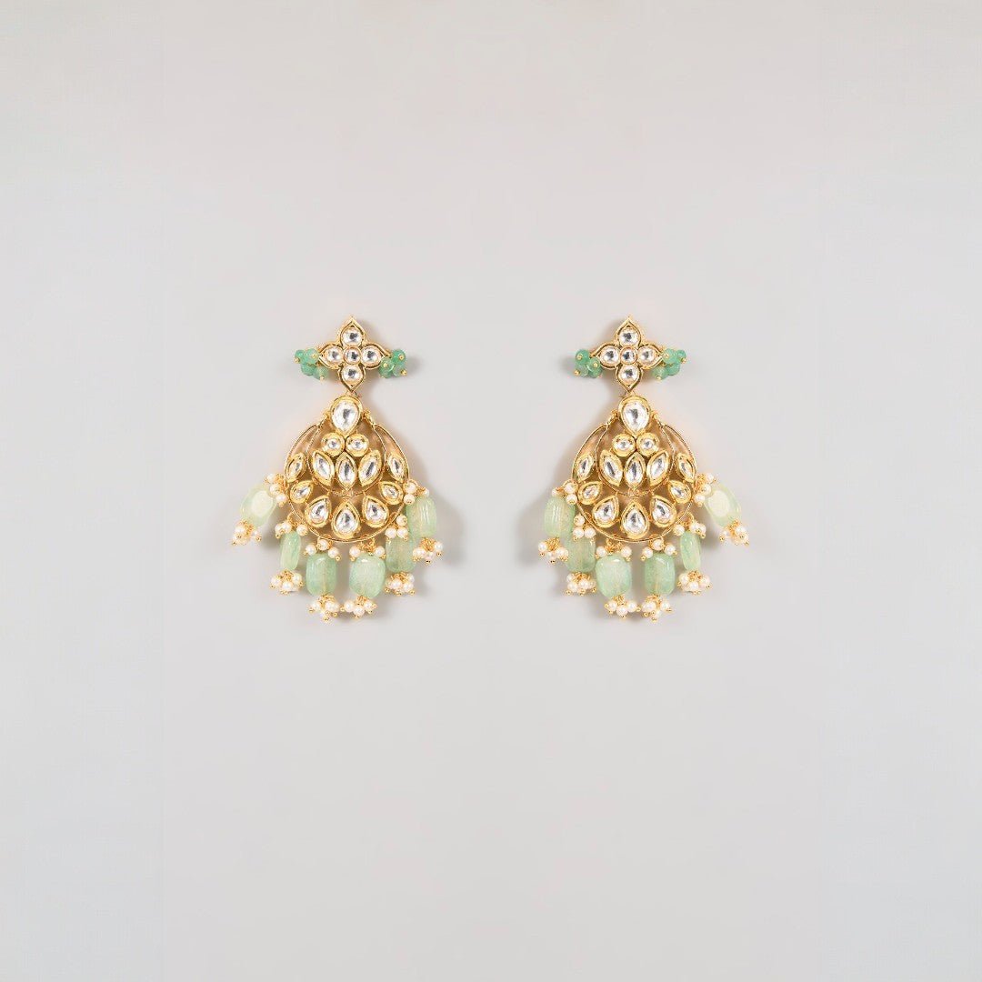 Grand Mint Green Layered Kundan Necklace Set - Auraa Trends - Necklaces - # - Auraa Trends - Grand Mint Green Layered Kundan Necklace Set