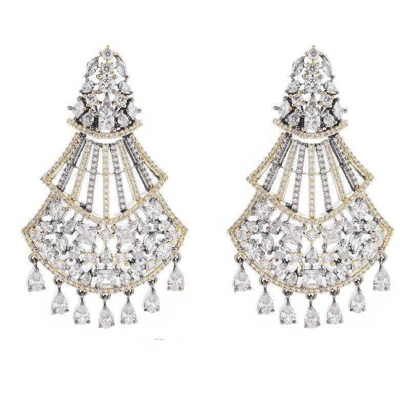 Grand Moissanite Diamante Chandelier Earrings - Auraa Trends