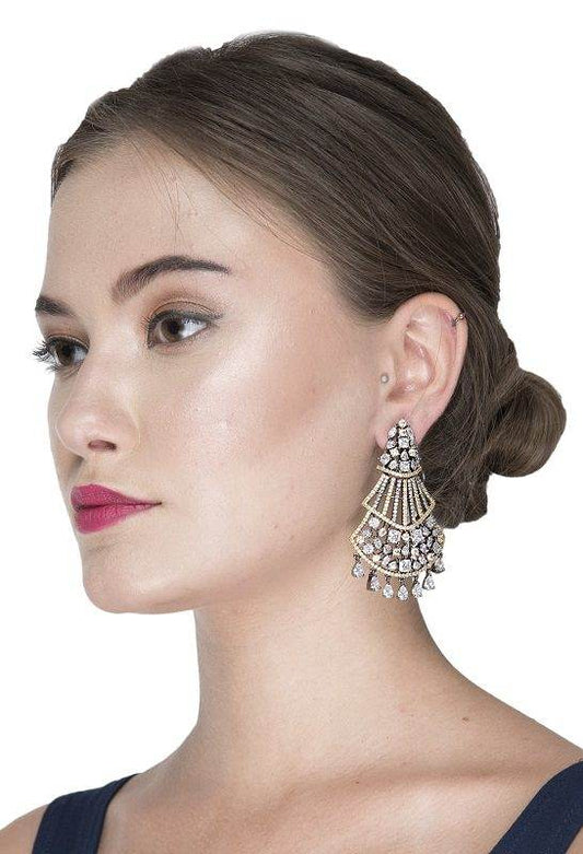 Grand Moissanite Diamante Chandelier Earrings - Auraa Trends